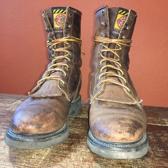 Justin Conductor 8" Western Work Boots Brown Mens 8.5 D 706 Keltie Leather USA - Picture 13 of 16